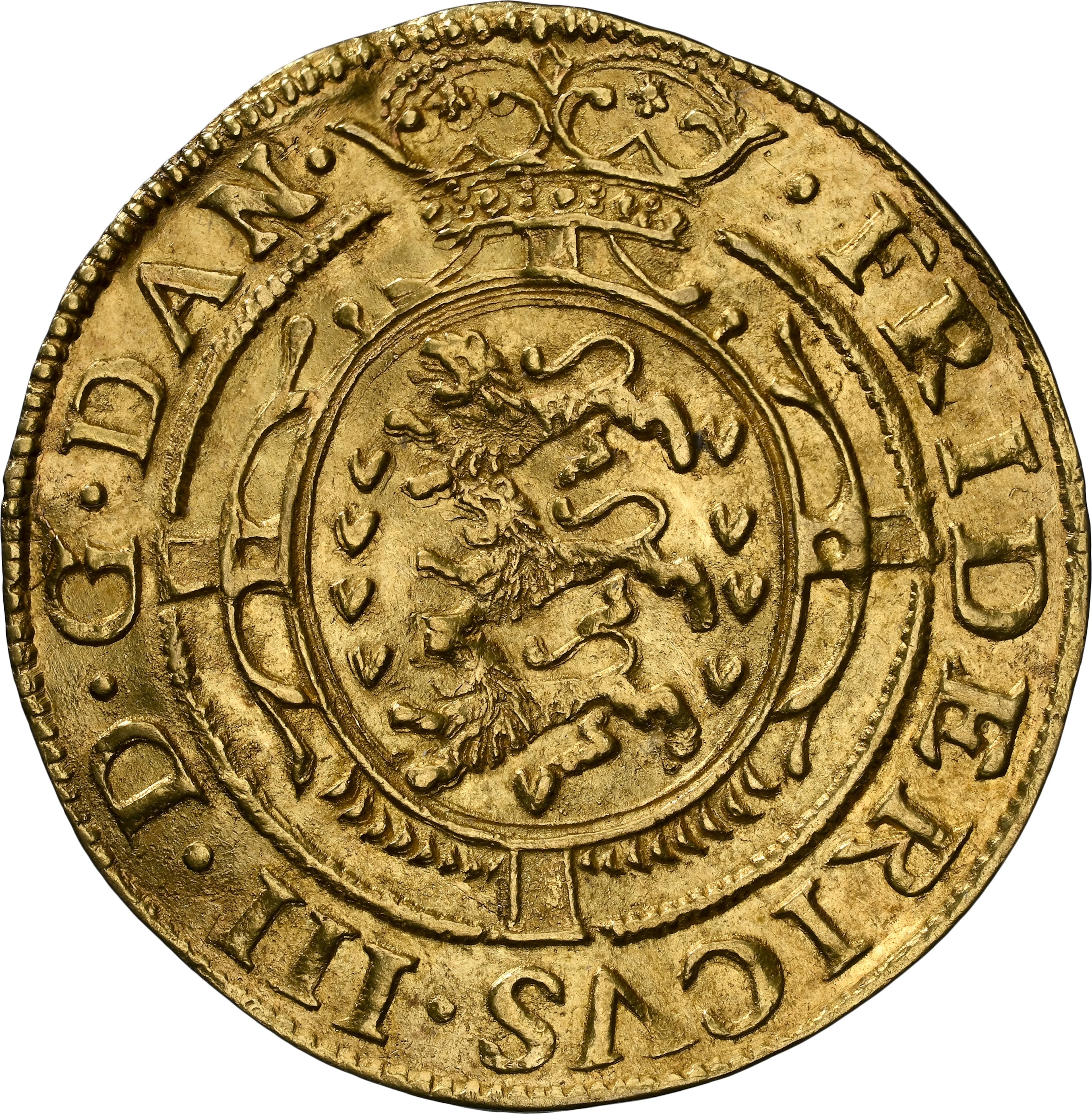 DENMARK. Gold Krone, 1659. Glückstadt Mint. Frederik III. NGC Unc