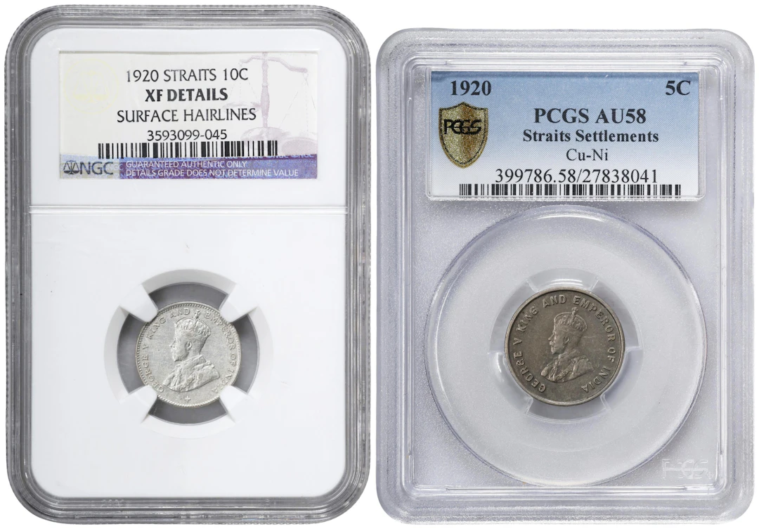STRAITS SETTLEMENTS. Duo of Minor Denominations (2 Pieces), 1920.