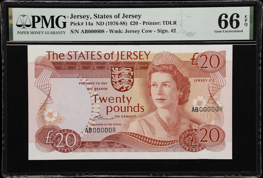 JERSEY. Treasury of the States of Jersey. 20 Pounds, ND (1976-88).