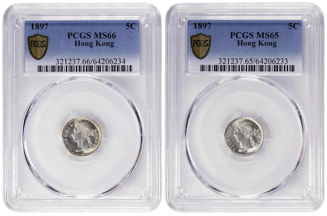 (t) HONG KONG (SAR). Duo of 5 Cents (2 Pieces), 1897. London Mint.