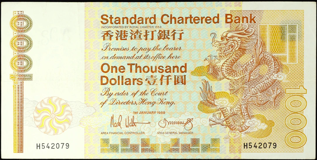 HONG KONG (SAR). Standard Chartered Bank. 1000 Dollars, 1.1.1988.