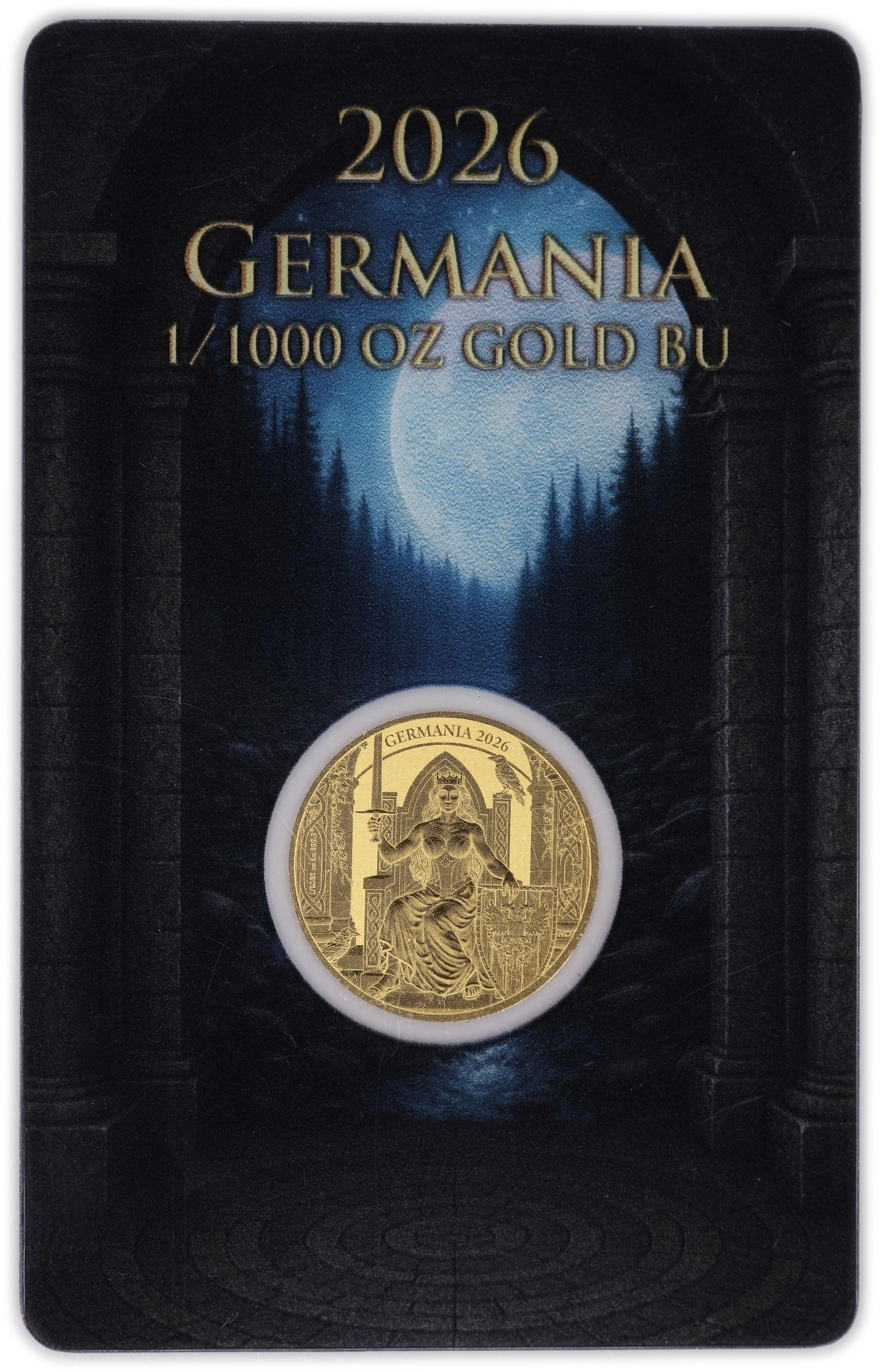 (0.001 oz, 0.031 g AGW). 2026 Germania Mint 1/1000 oz Gold 1 Mark.