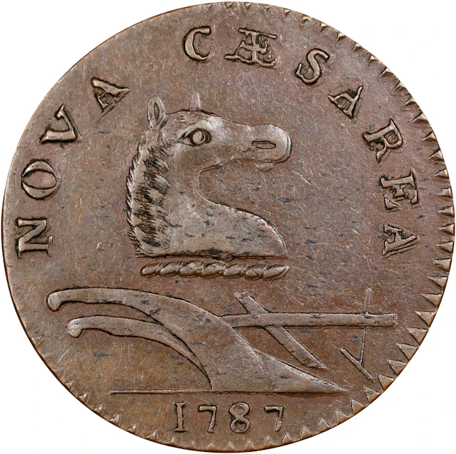 1787 New Jersey Copper. Maris 32-T, W-5100. Rarity-2. No Sprig Above