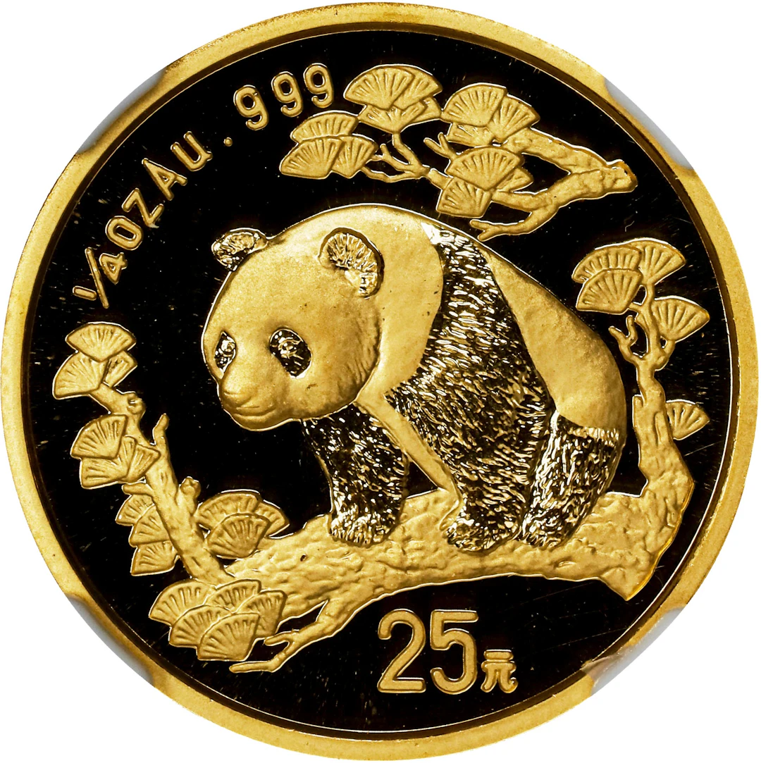 (t) CHINA. Gold 25 Yuan, 1997. Panda Series. NGC MS-69.