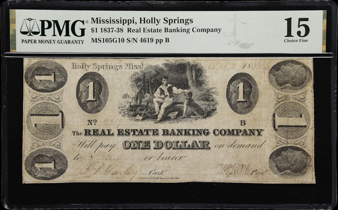Holly Springs, Mississippi. Real Estate Banking Company. 1838 $1.