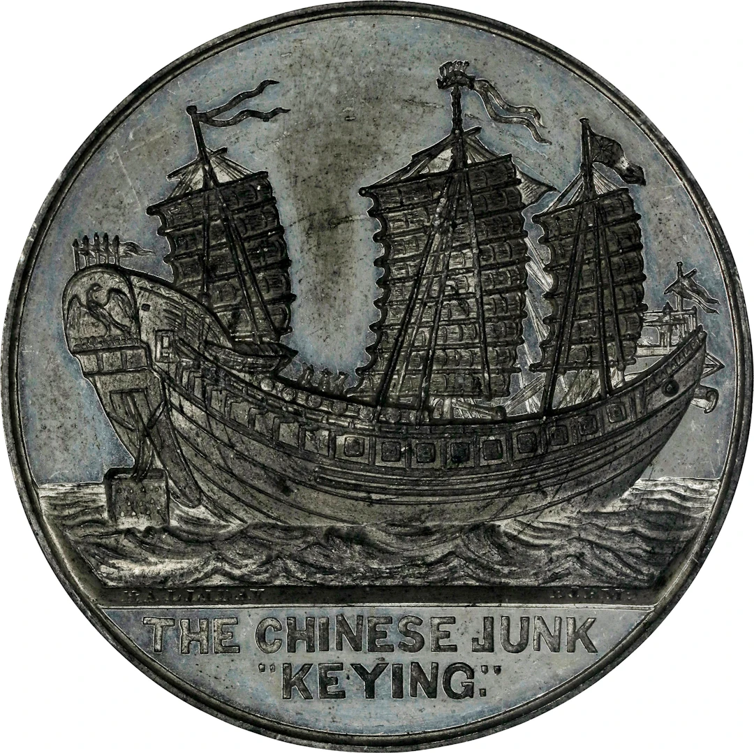CHINA. China - Great Britain. Voyage of the Junk "Keying" White Metal