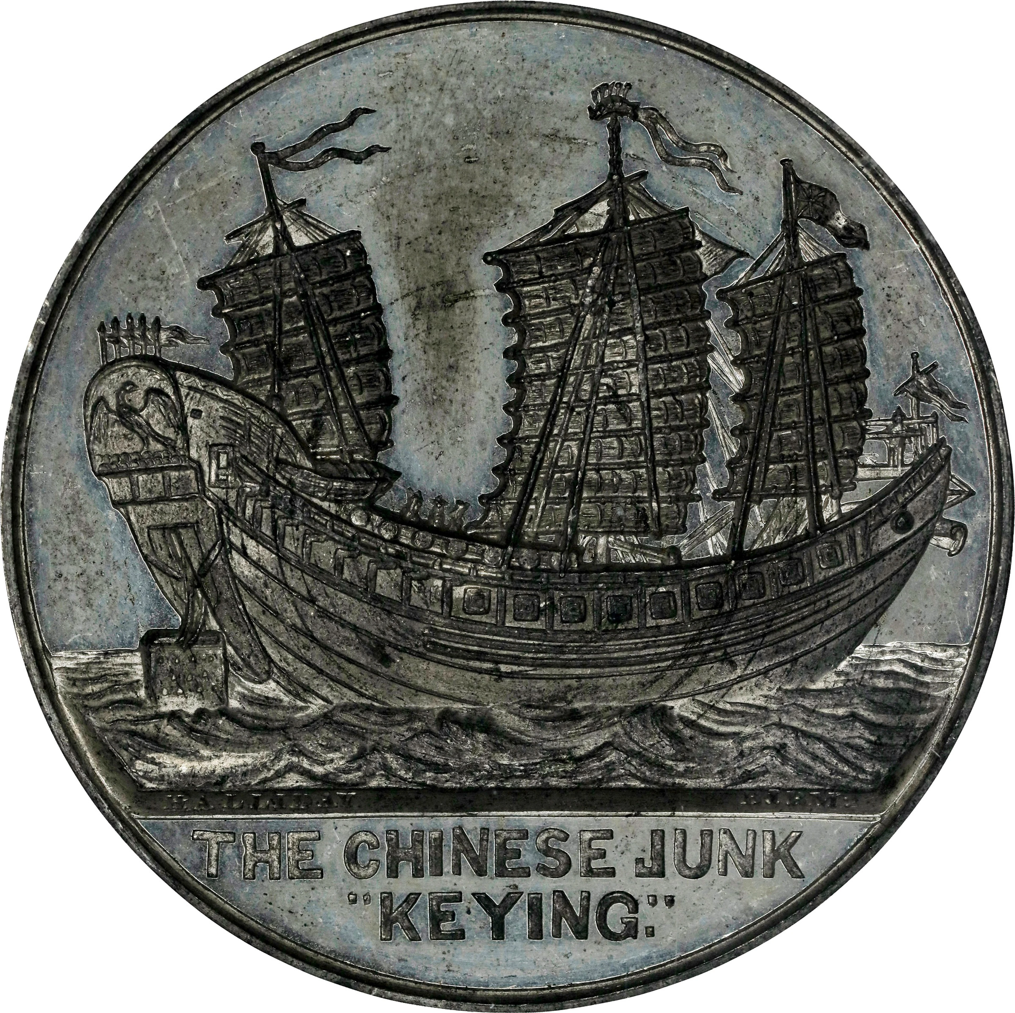 CHINA. China - Great Britain. Voyage of the Junk "Keying" White Metal