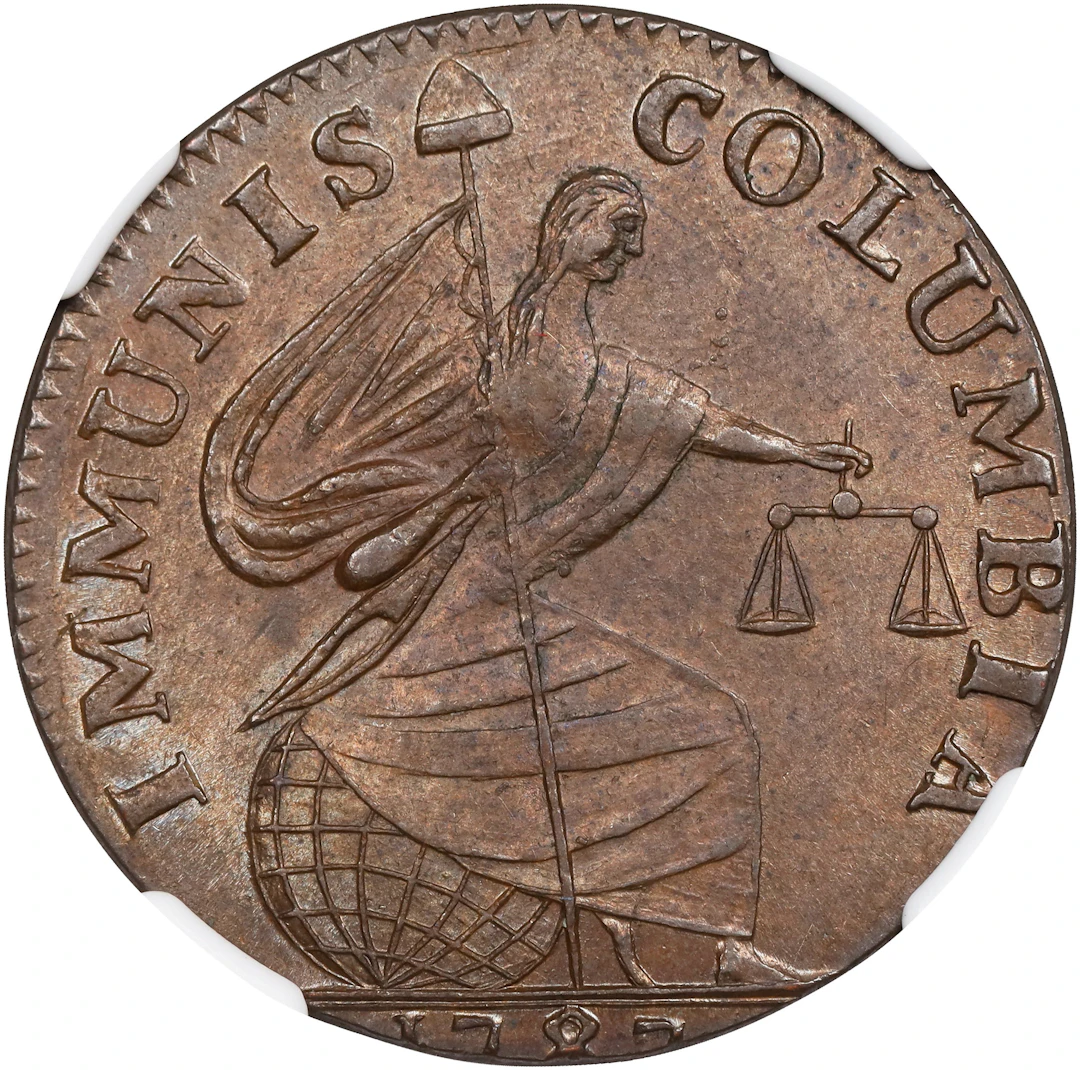 1787 Immunis Columbia Copper / Large Eagle Reverse. W-5680. Rarity-4+.