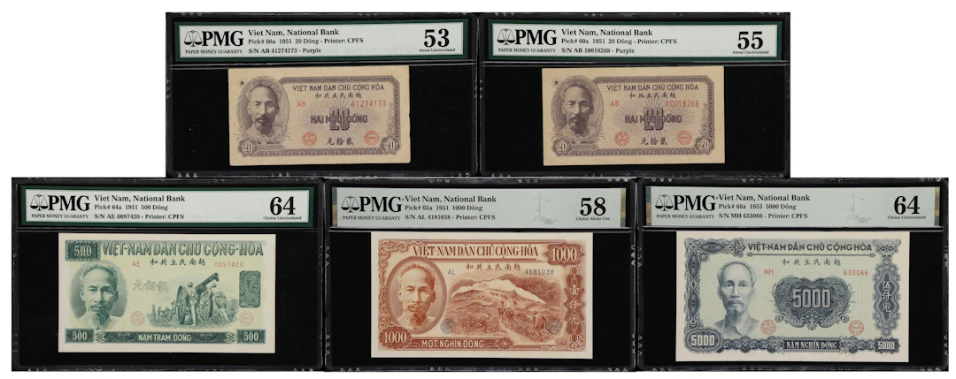 VIETNAM. Lot of (5). National Bank of Vietnam. 20, 500, 1000, & 5000