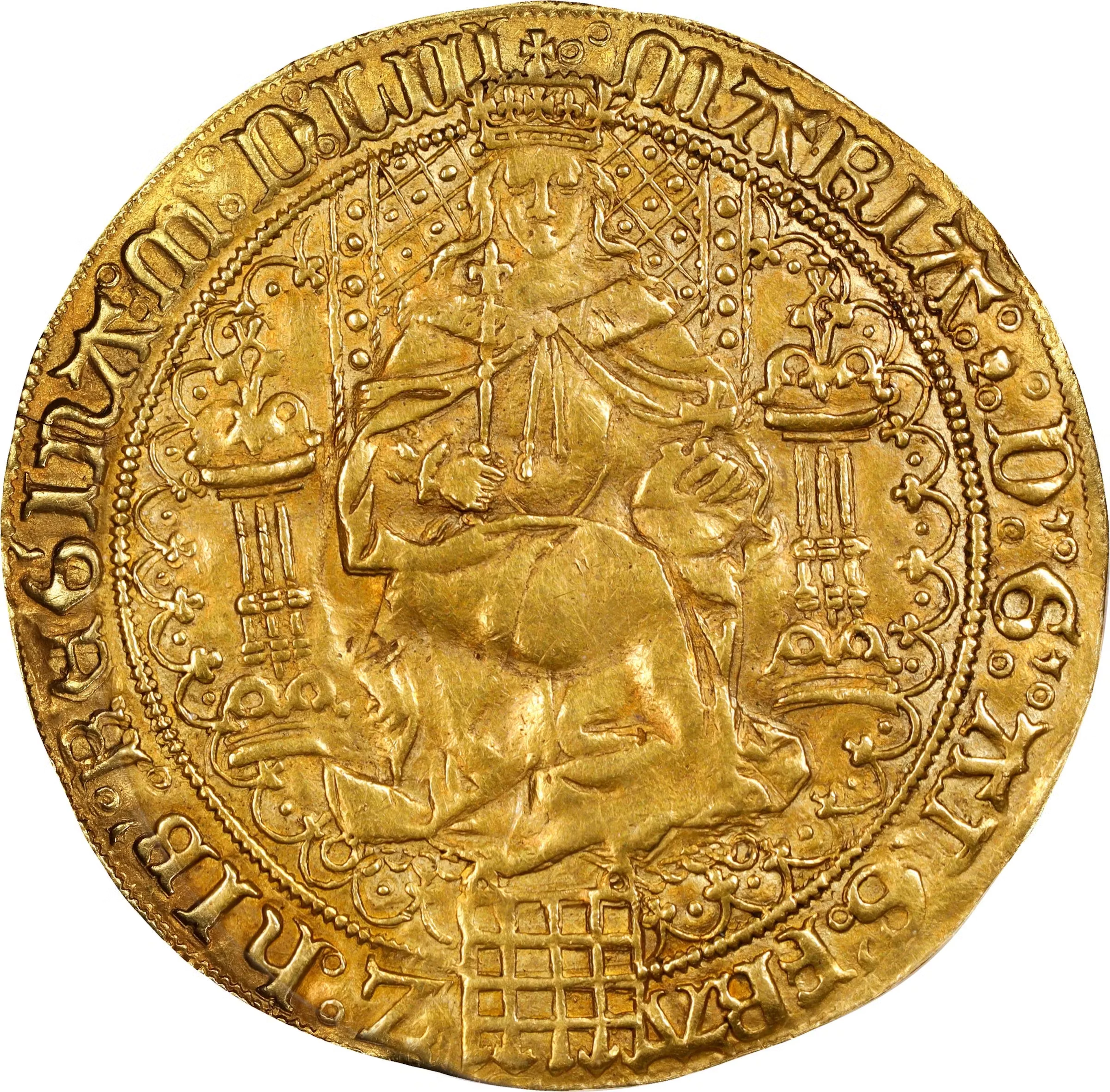 GREAT BRITAIN. Sovereign, 1553. London Mint; mm: Pomegranate. Mary. PCGS AU-55.