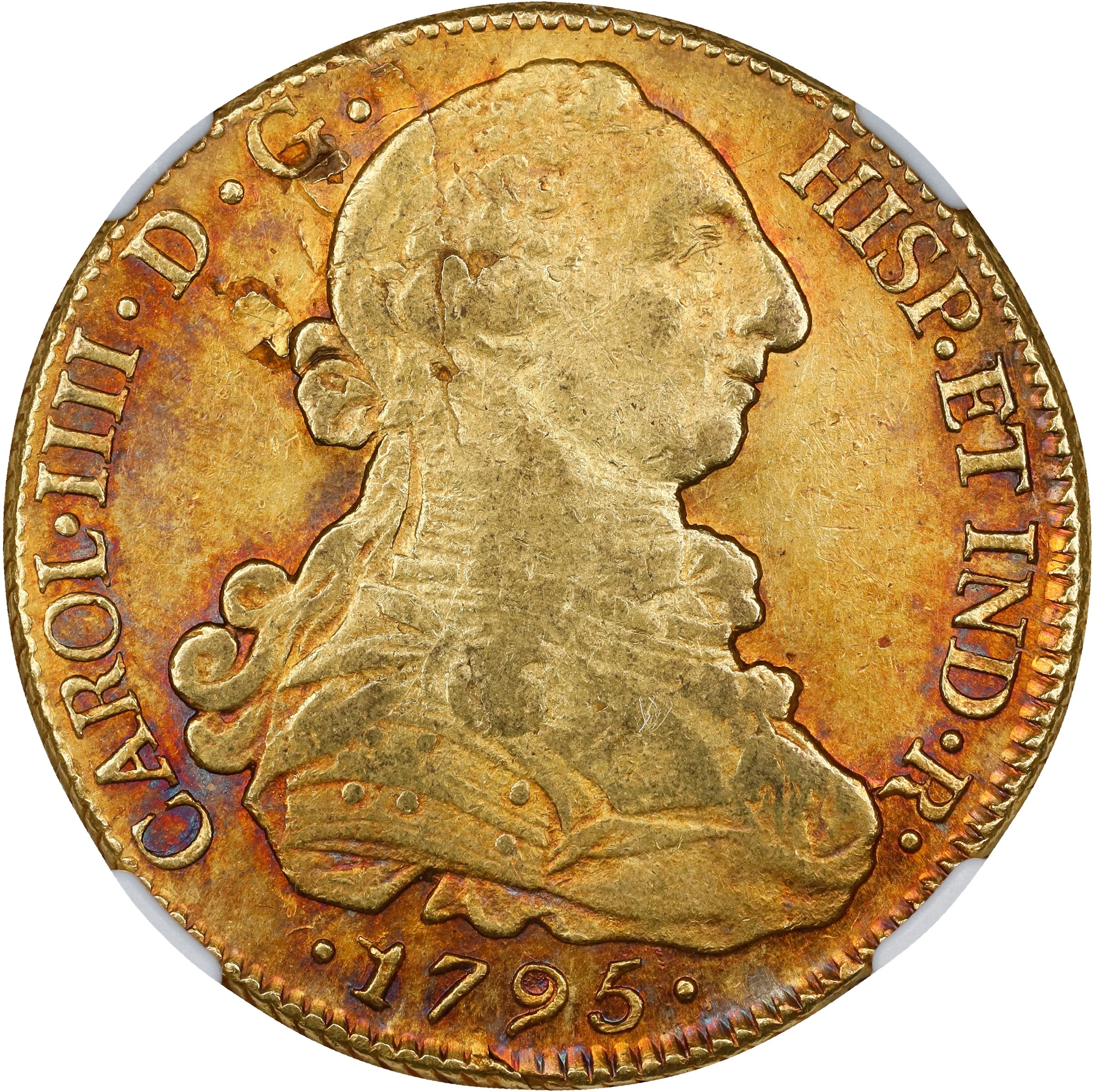 CHILE. 8 Escudos, 1795-So DA. Santiago Mint. Charles IV. NGC AU D