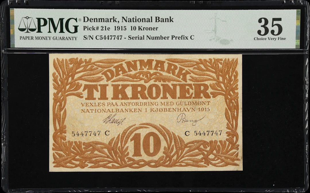 (◊) DENMARK. Nationalbanken i Kjobenhavn. 10 Kroner, 1915. P-21e.