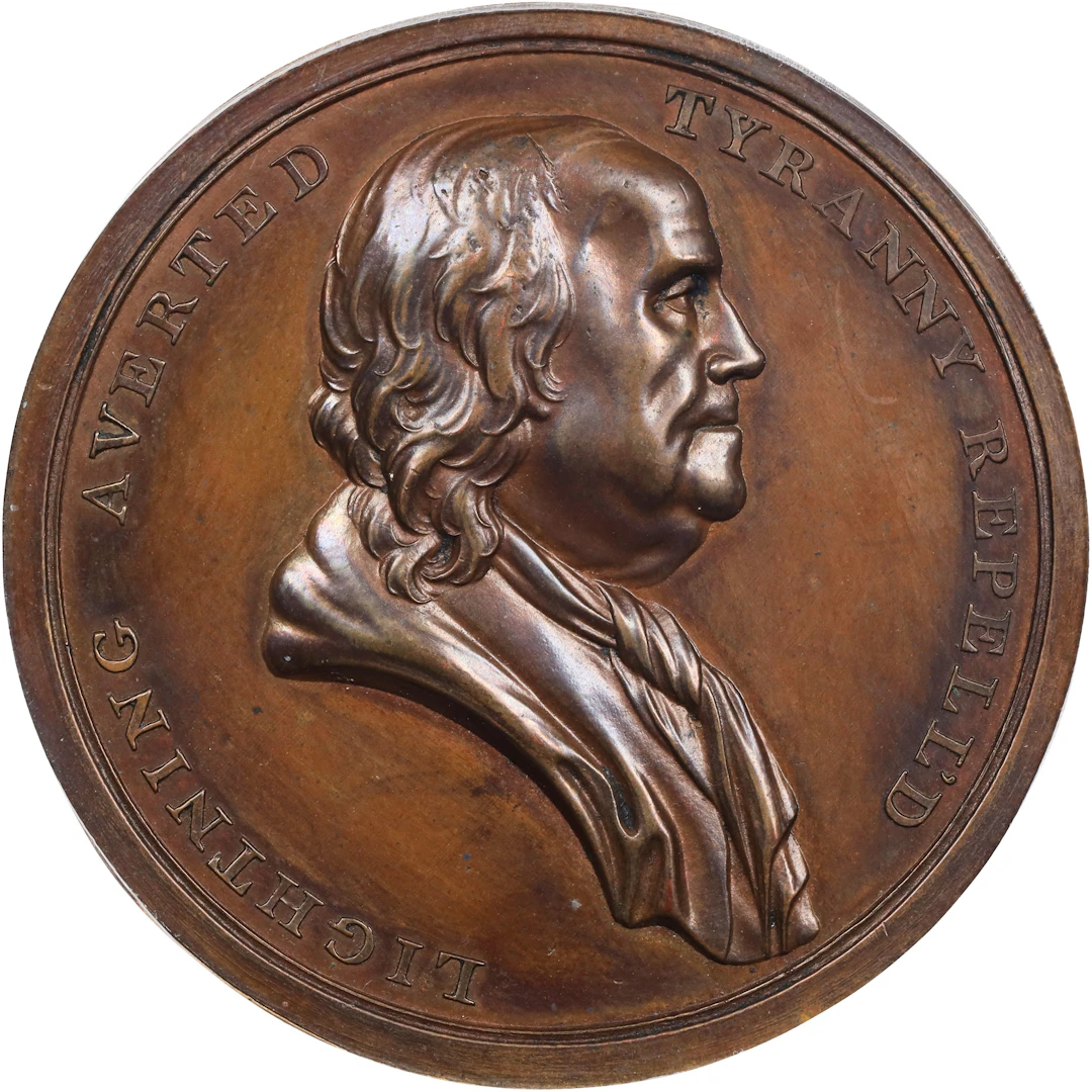 "1776" (ca. 1807) Benjamin Franklin American Beaver Medal. Betts-546