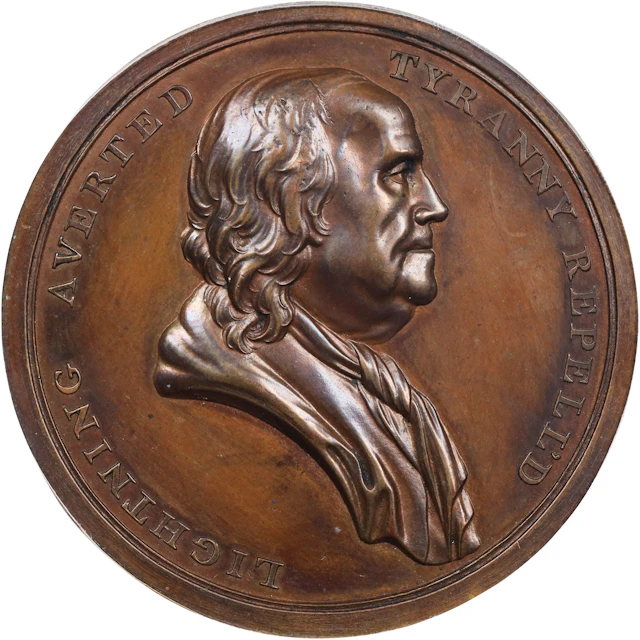 "1776" (ca. 1807) Benjamin Franklin American Beaver Medal. Betts-546