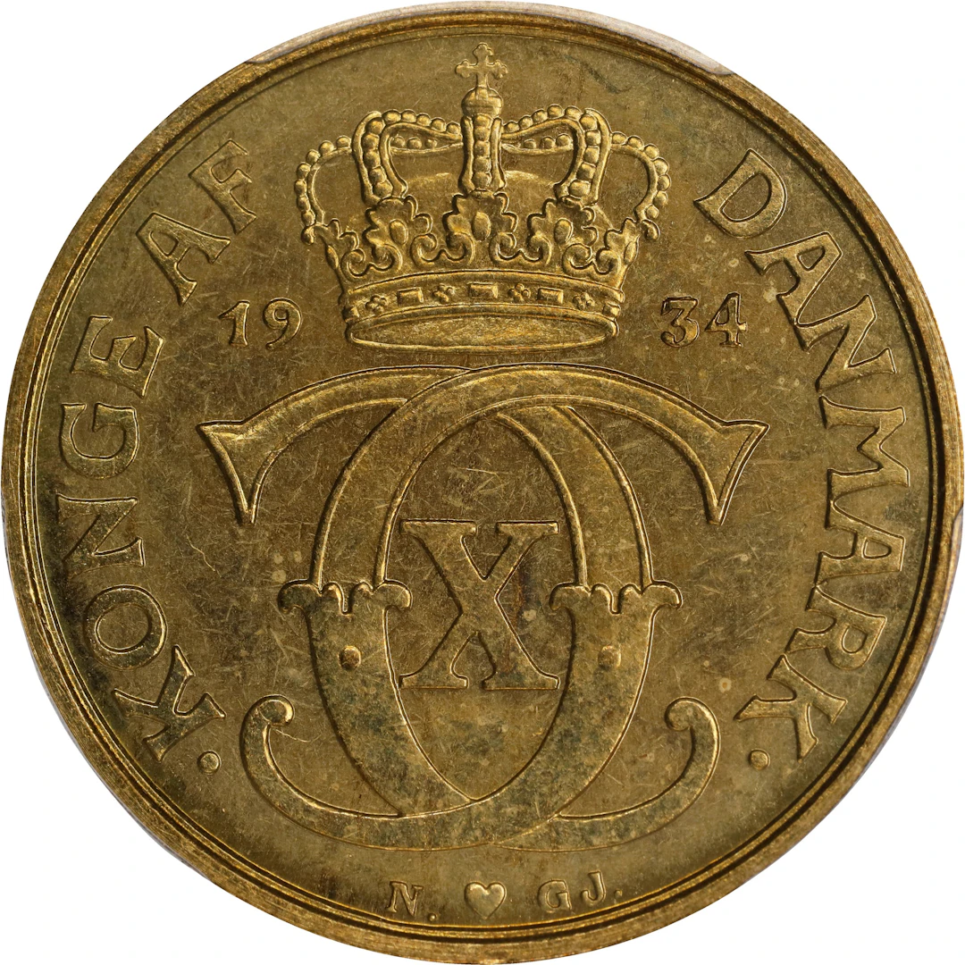 DENMARK. Krone, 1934. Copenhagen Mint. Christian X. PCGS MS-65 Prooflike.