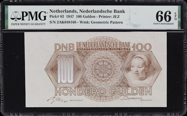 (◊) NETHERLANDS. Nederlandsche Bank. 100 Gulden, 9.7.1947. P-82. PMG