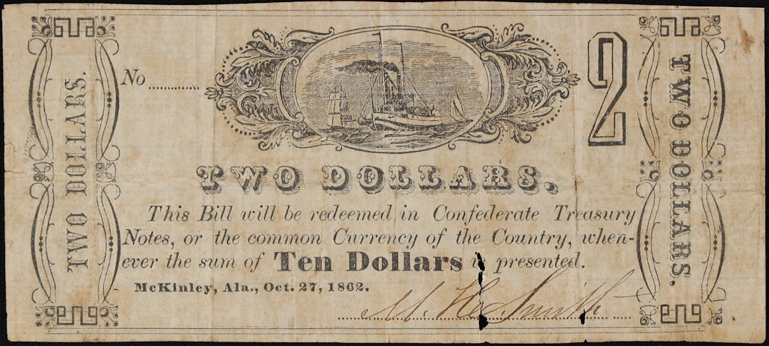 McKinley, Alabama. City of McKinley. 1862 $2. Very Fine.