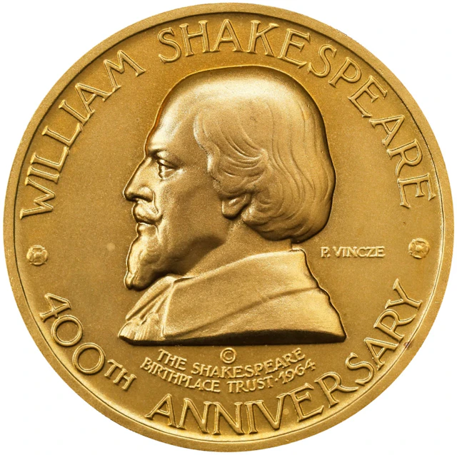 1964 William Shakespeare 400th Anniversary of Birth Medal. Second