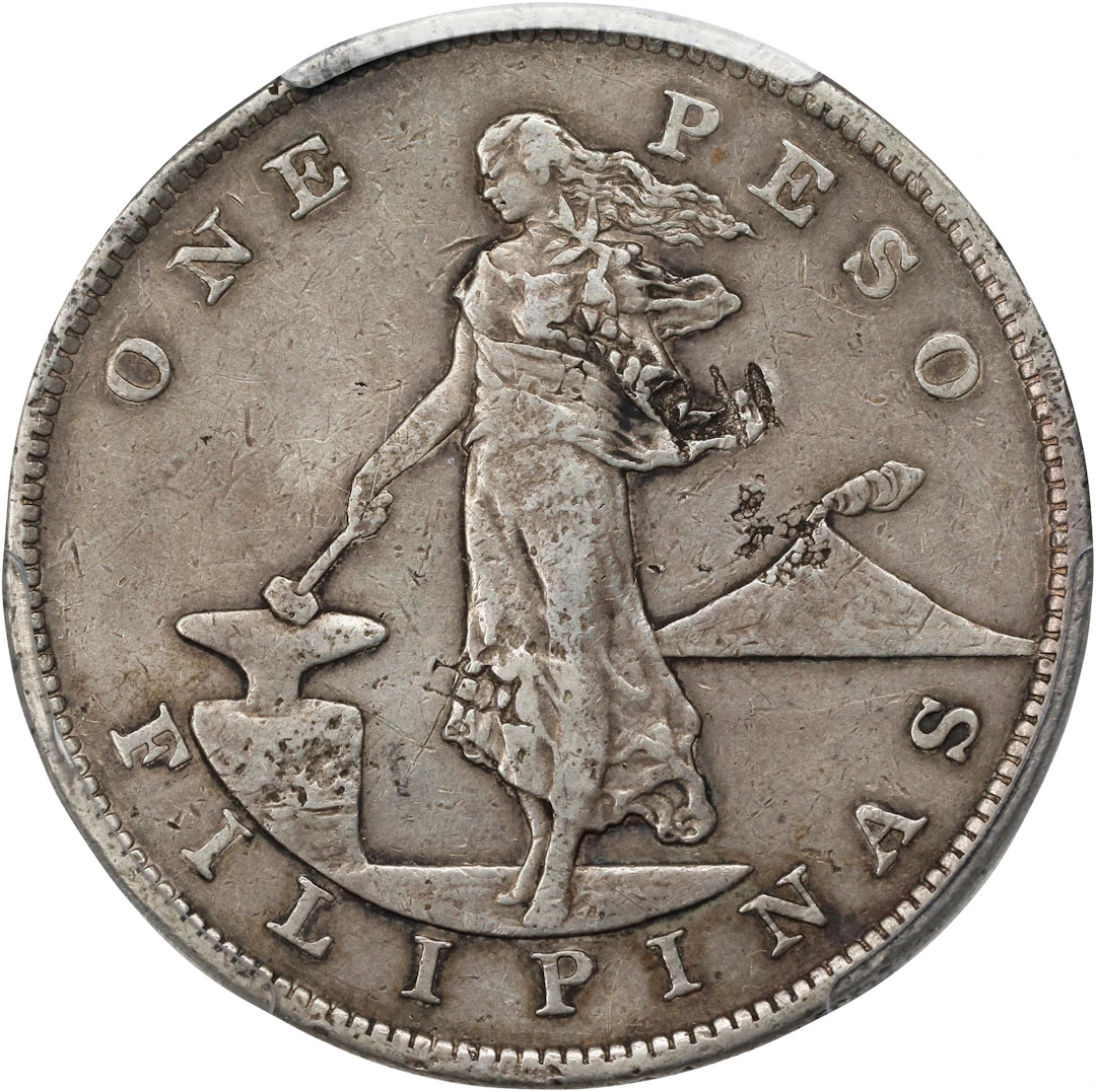 PHILIPPINES. Peso, 1903. Philadelphia Mint. PCGS Genuine--Chopmark, EF Details.
