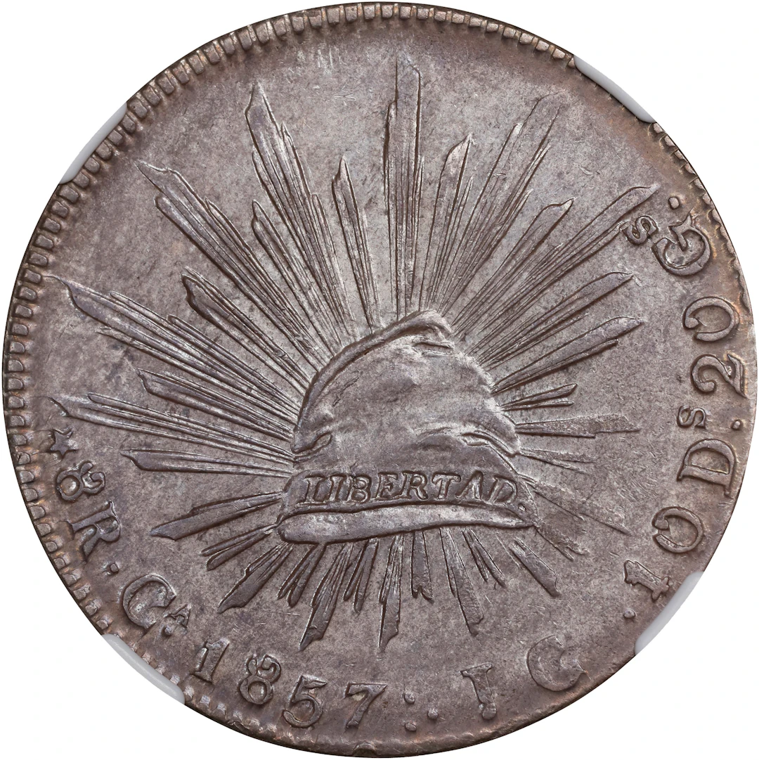 MEXICO. 8 Reales, 1857-Ca JC. Chihuahua Mint. NGC MS-62.