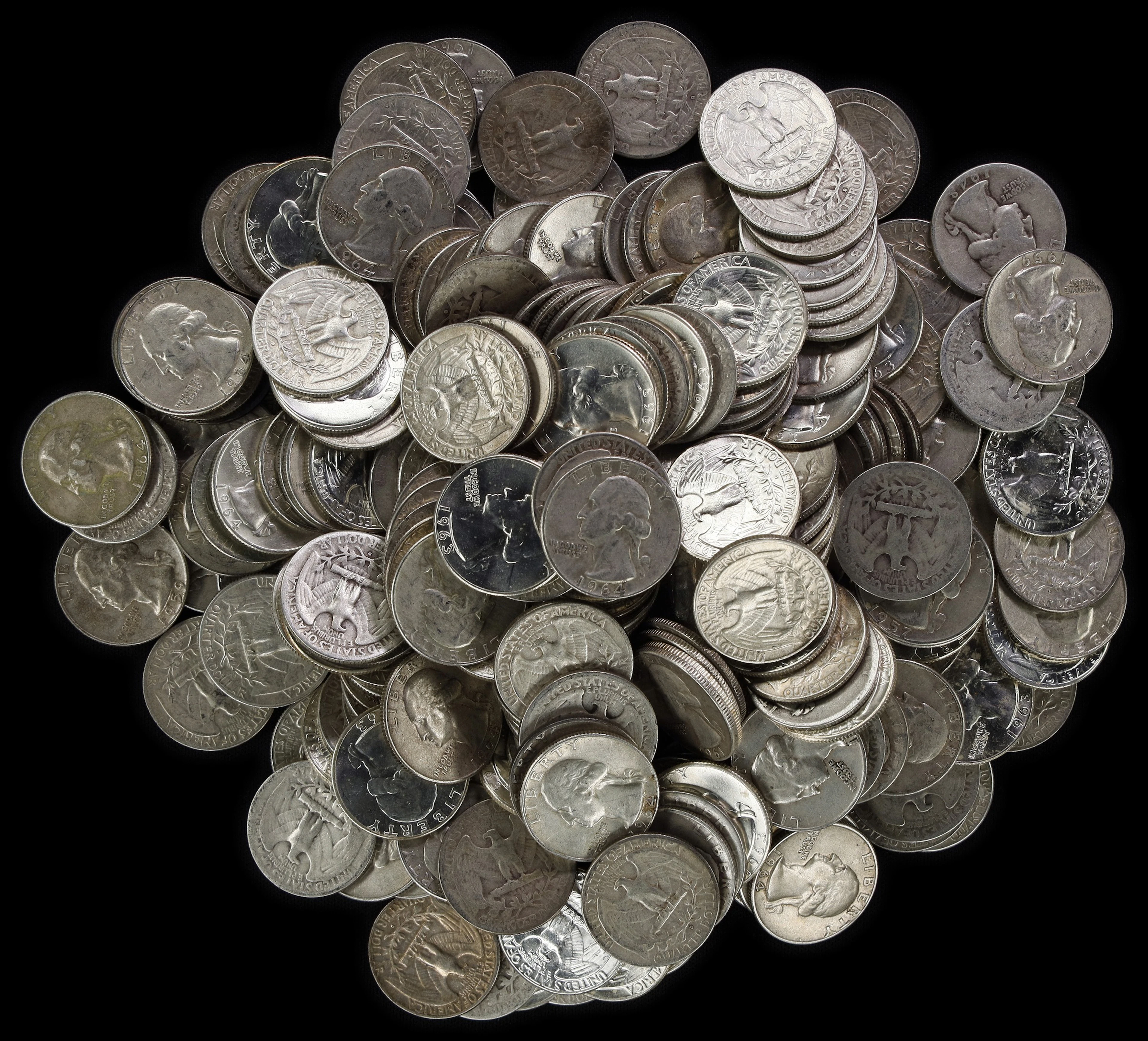 (44.509 oz, 1384.4 g ASW). $62.25 Face Value in 90% Silver Quarters.