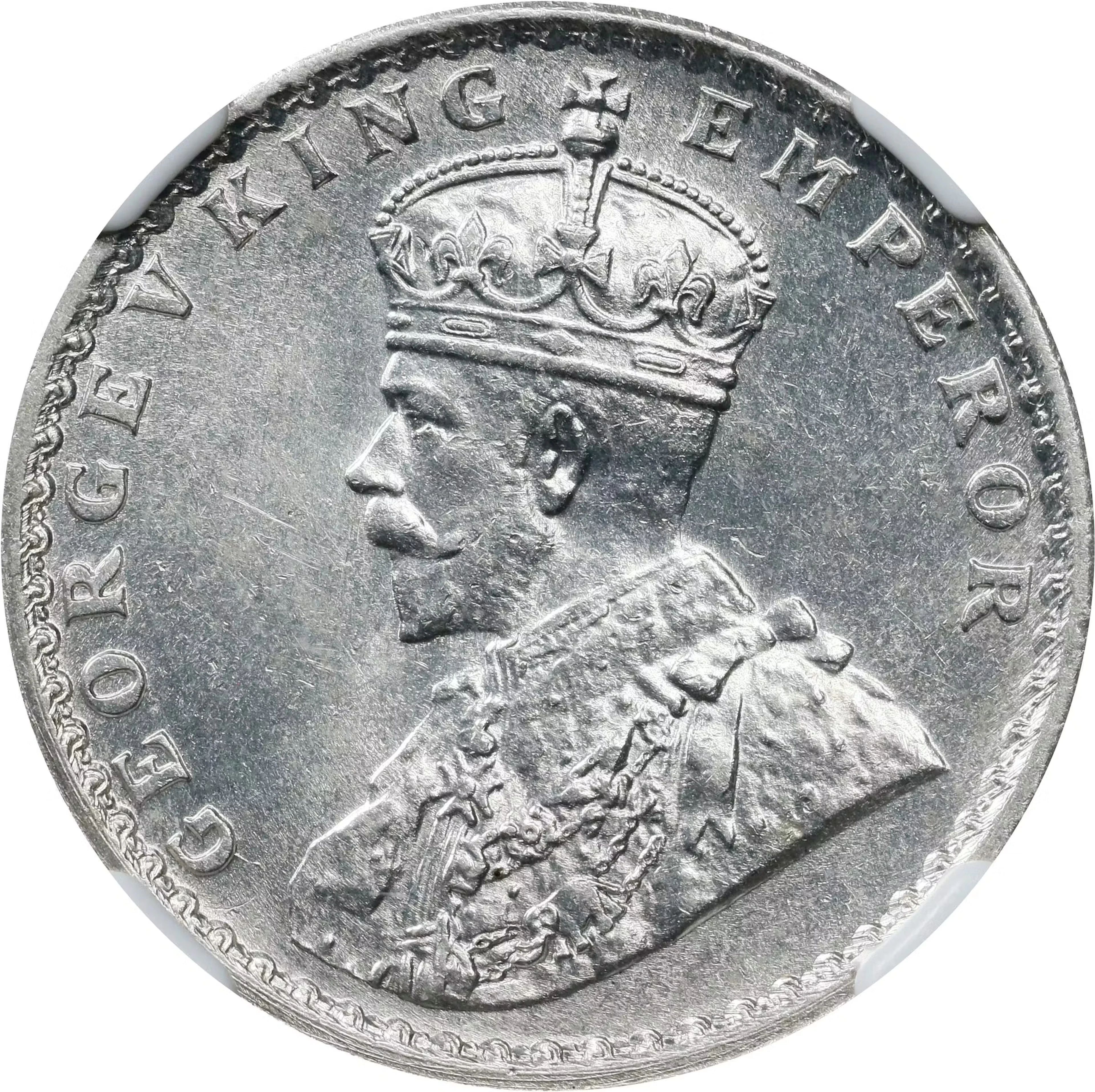 INDIA. 1/2 Rupee, 1916-(C). Calcutta Mint. George V. NGC MS-63.