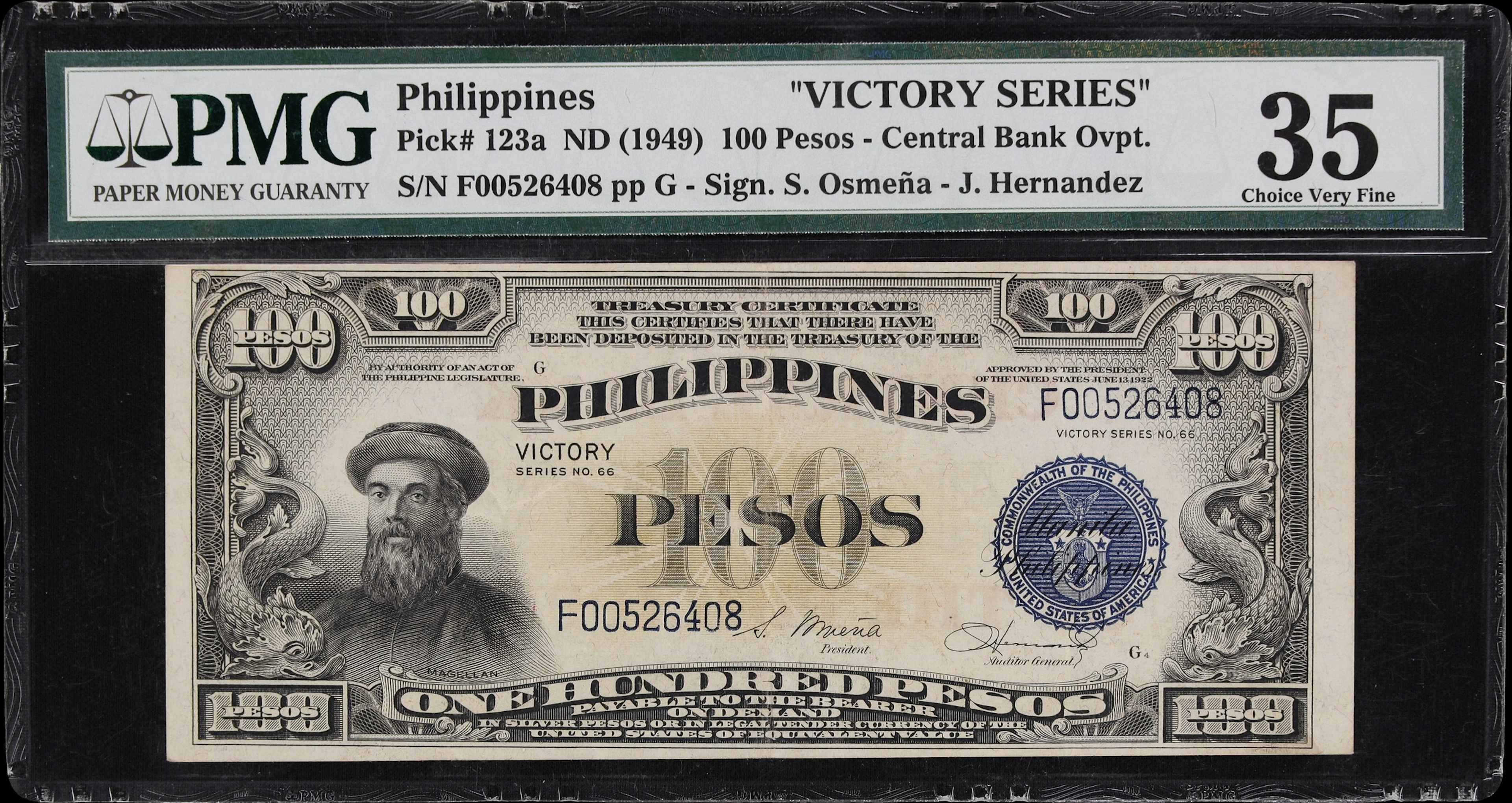 PHILIPPINES. Central Bank of the Philippines. 100 Pesos, ND (1949).