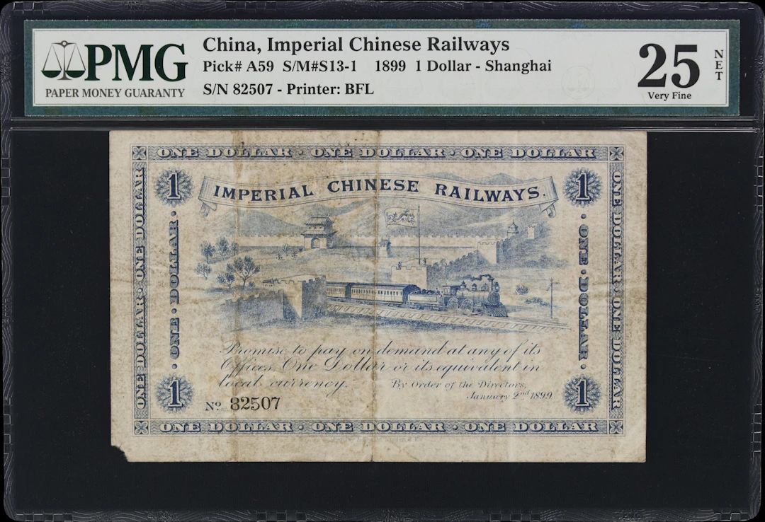 (t) CHINA--EMPIRE. Imperial Chinese Railways. 1 Dollar, 2.1.1899.