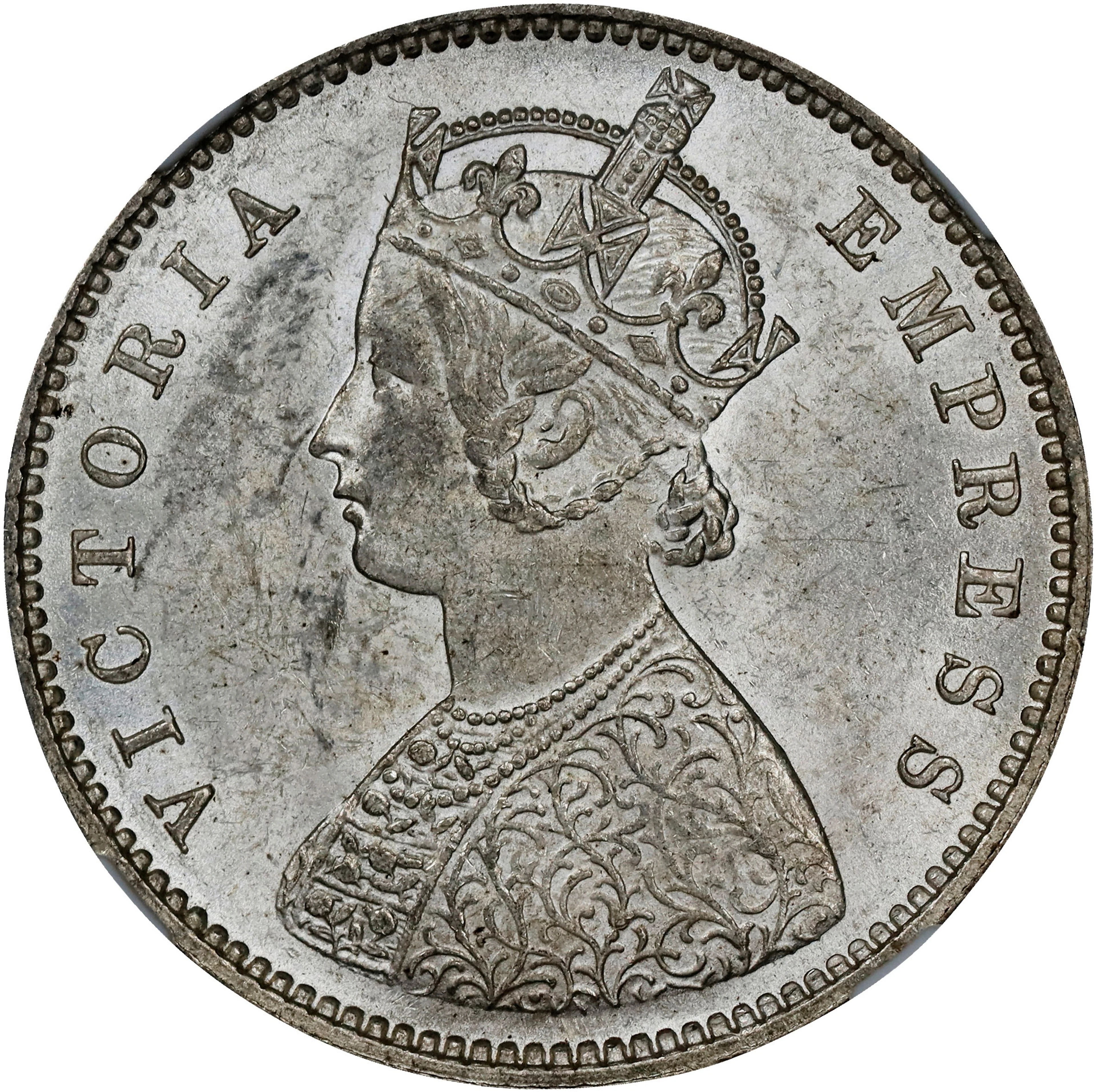 INDIA. 1/2 Rupee, 1899-B. Bombay Mint. Victoria. NGC MS-63.