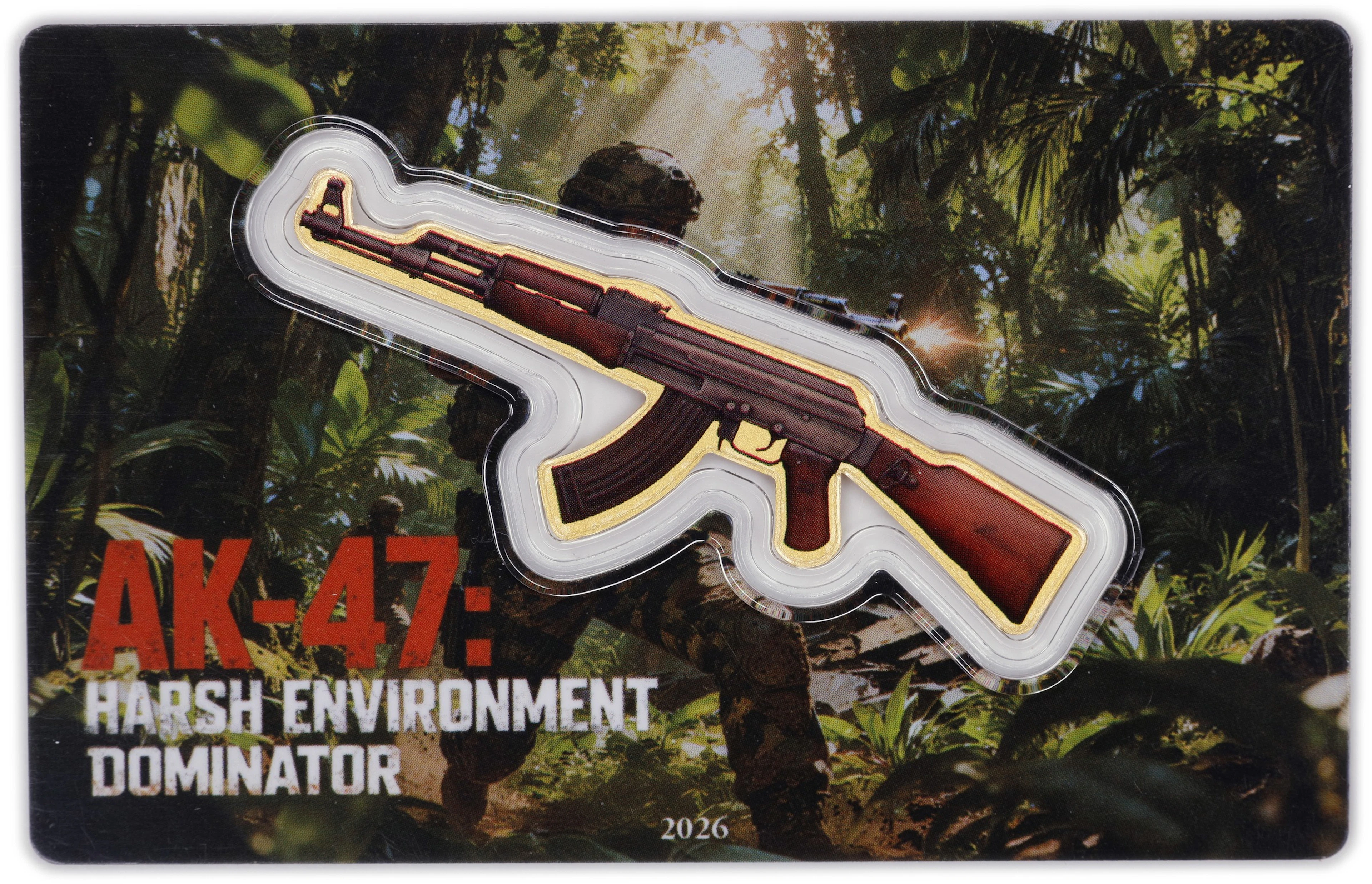 (0.001 oz, 0.031 g AGW). Liberia. 2026 AK-47: Harsh Environment Dominator