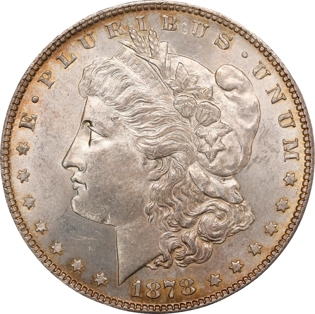 1878 Morgan Silver Dollar. 7/8 Tailfeathers. Strong. MS-63 (PCGS).