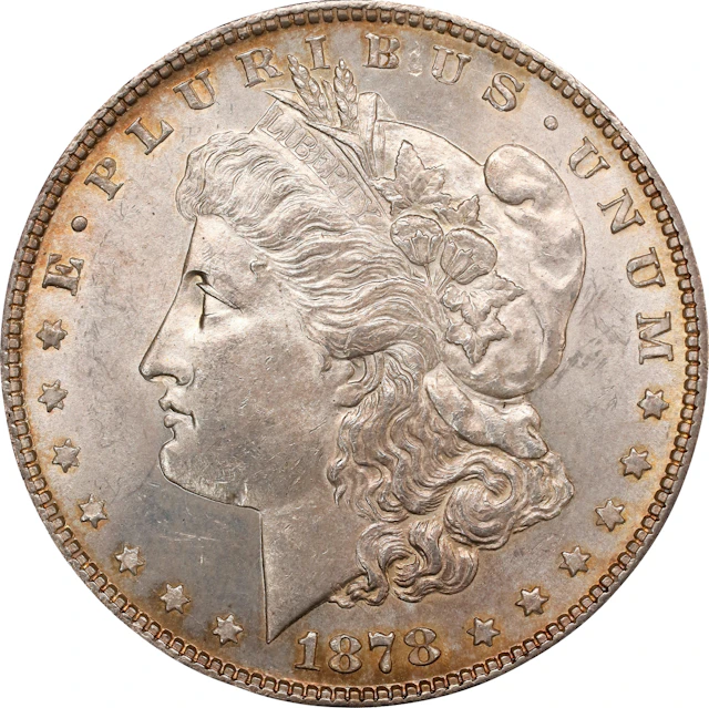 1878 Morgan Silver Dollar. 7/8 Tailfeathers. Strong. MS-63 (PCGS).