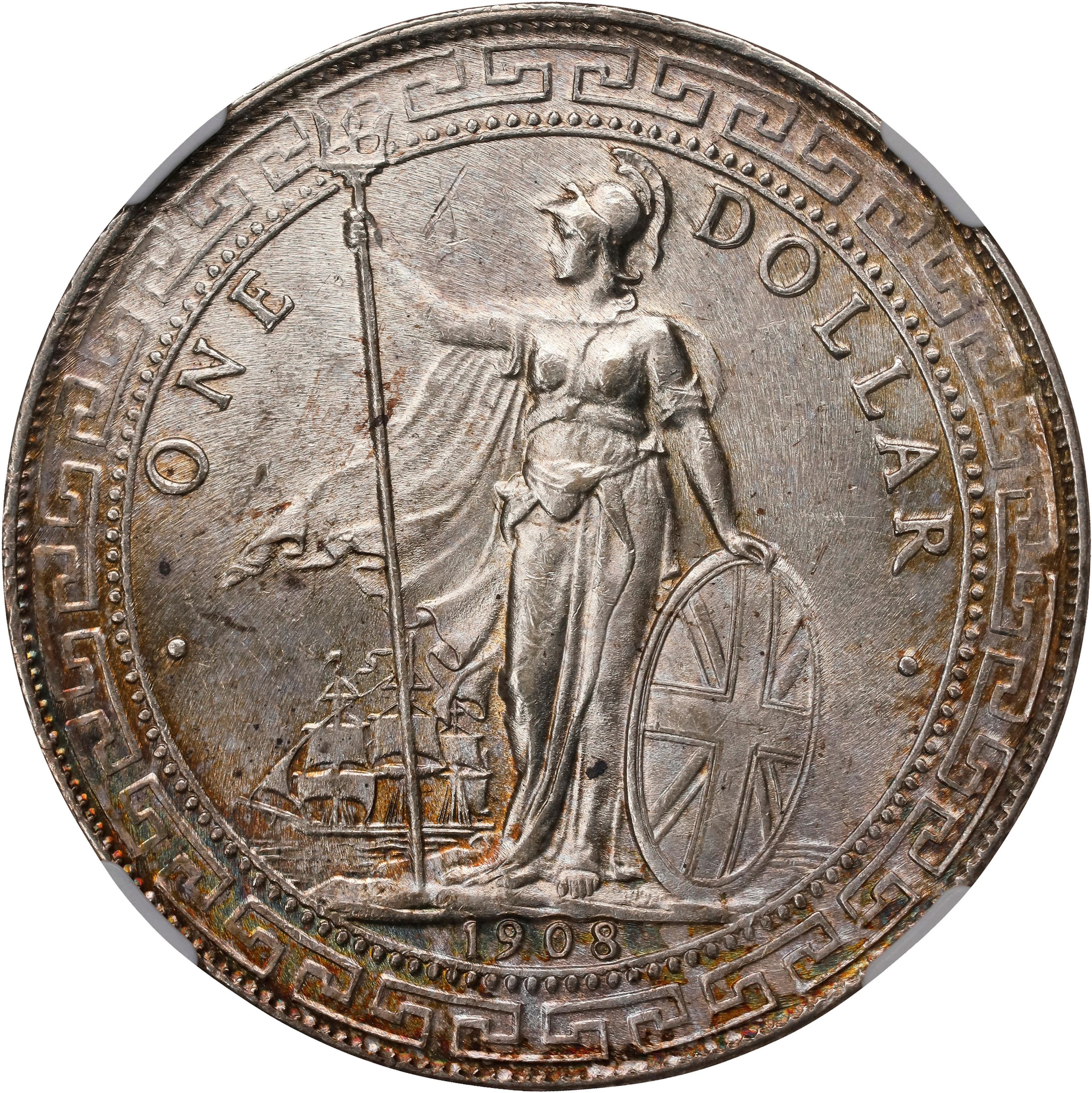GREAT BRITAIN. Trade Dollar, 1908-B. Bombay Mint. Edward VII. NGC MS-63+.