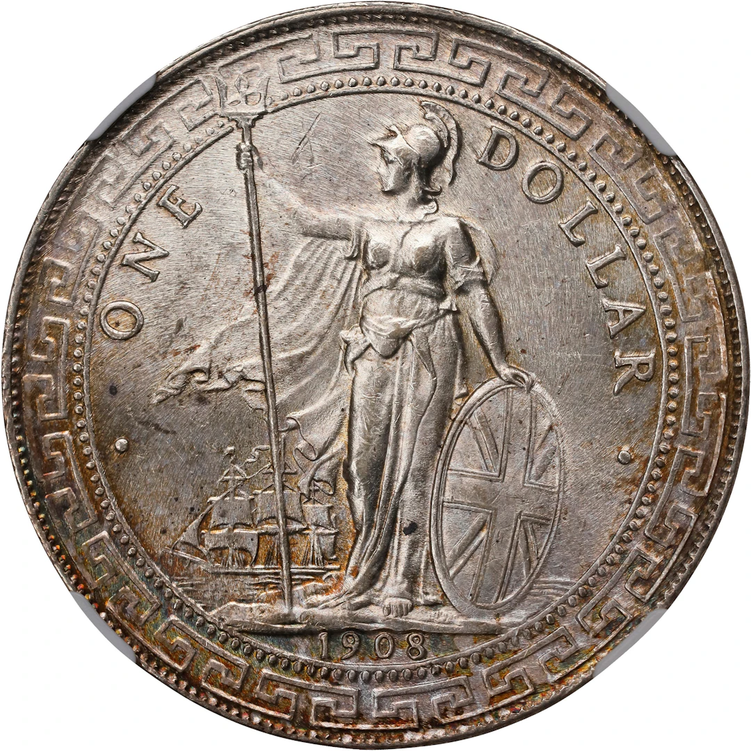 GREAT BRITAIN. Trade Dollar, 1908-B. Bombay Mint. Edward VII. NGC MS-63+.
