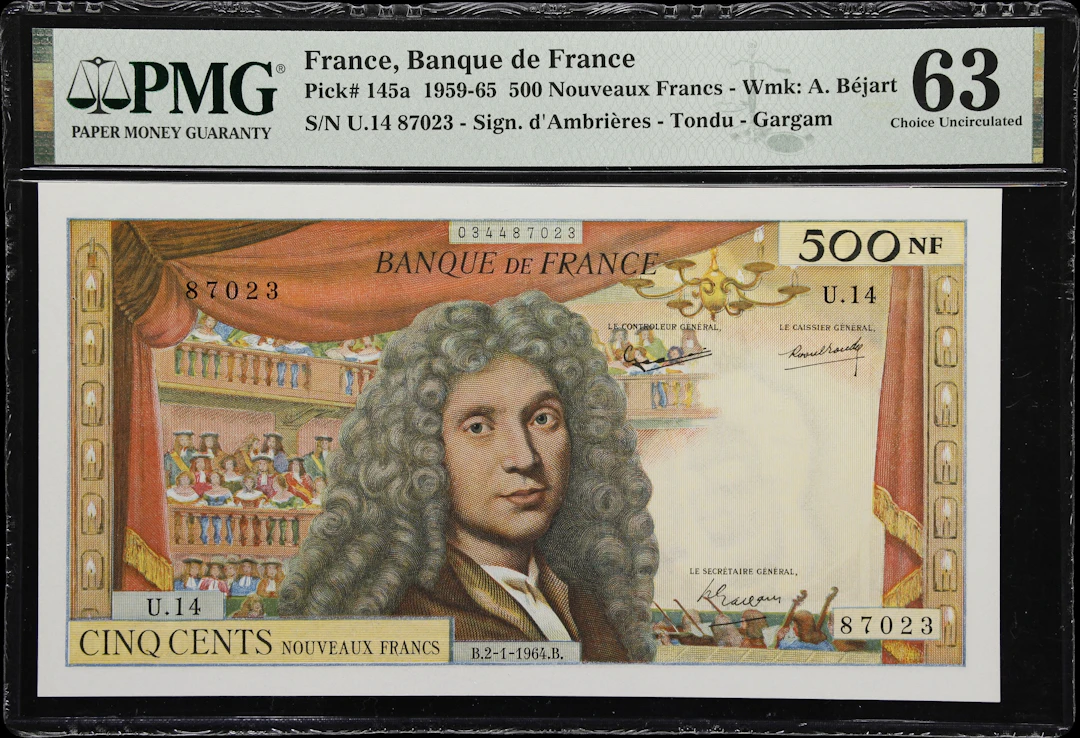 (◊) FRANCE. Banque de France. 500 Nouveaux Francs, 2.1.1964. P-145a.