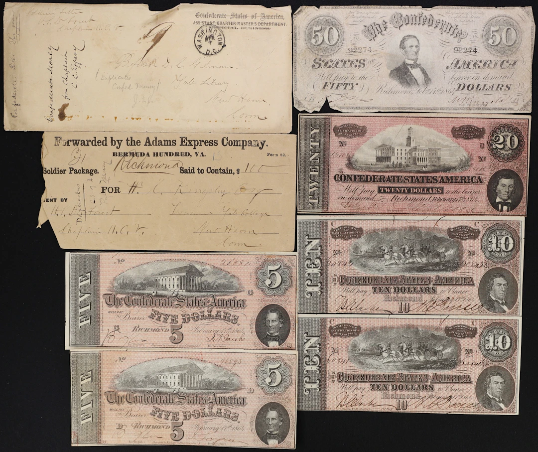 Lot of (6) T-66, T-67, T-68, & T-69. Confederate Currency. 1864 $5