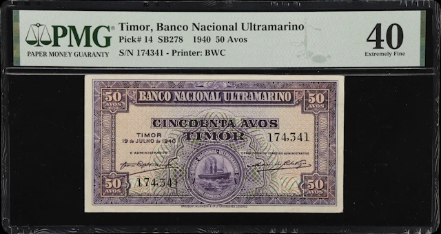 (◊) TIMOR. Banco Nacional Ultramarino. 50 Avos, 19.7.1940. P-14. SB278.