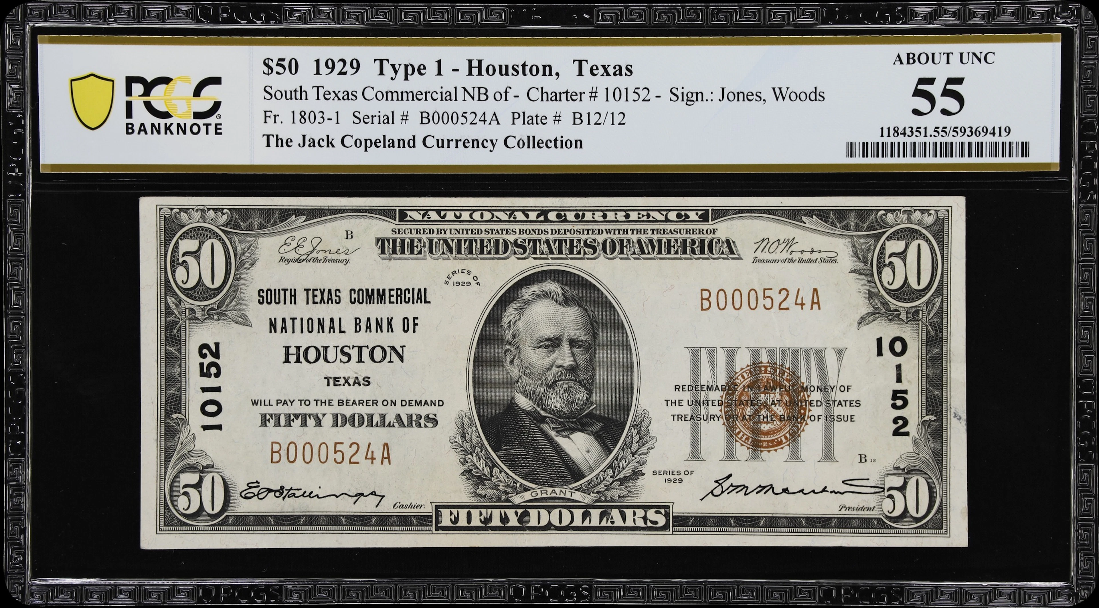 Houston, Texas. $50 1929 Ty. 1. Fr. 1803-1. South Texas Commercial