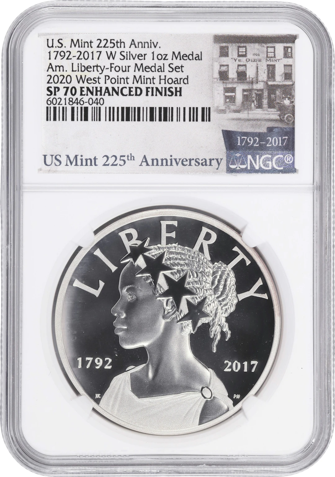 (1 oz, 31.104 g ASW). 2017-W American Liberty 225th Anniversary Silver