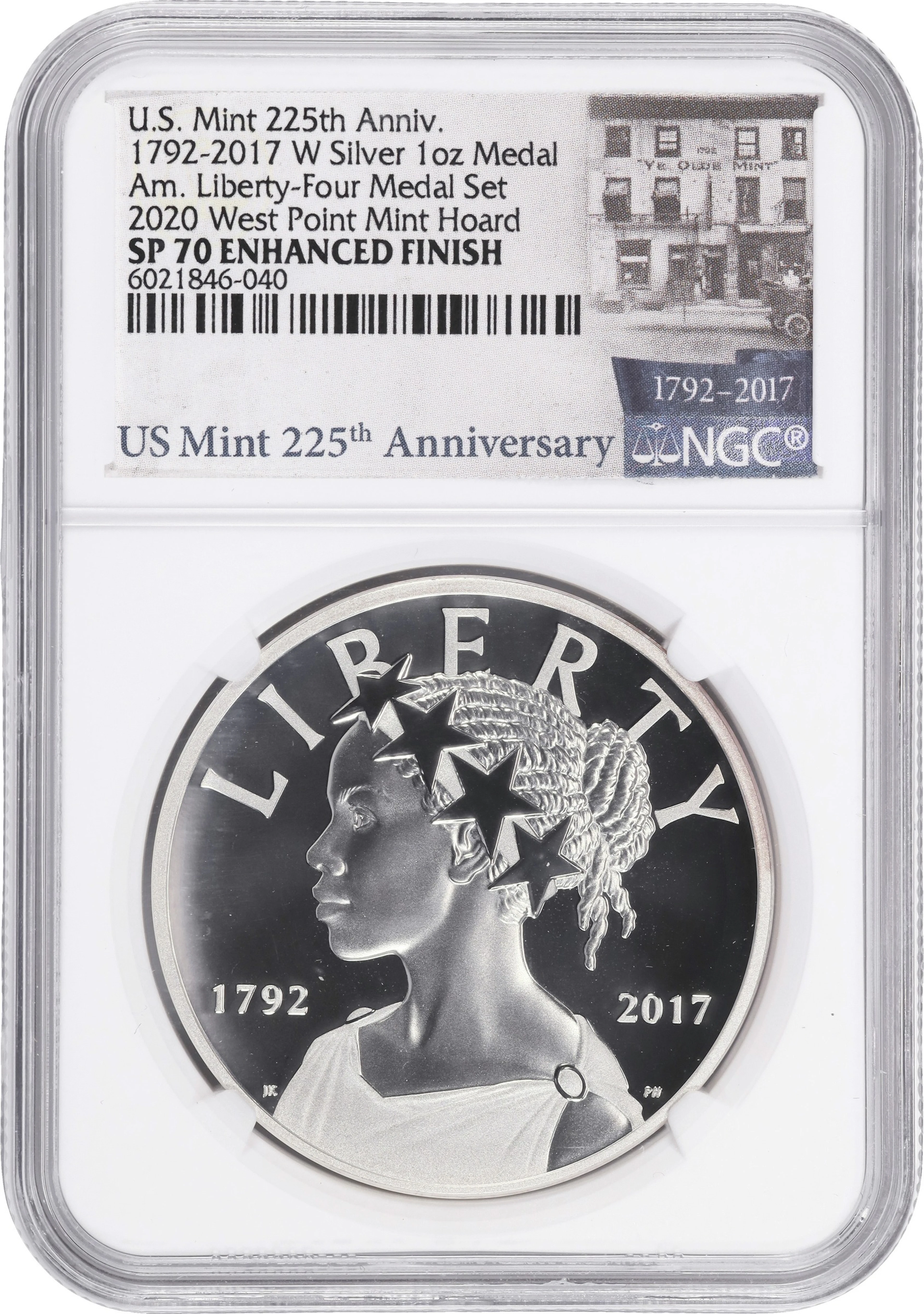 (1 oz, 31.104 g ASW). 2017-W American Liberty 225th Anniversary Silver