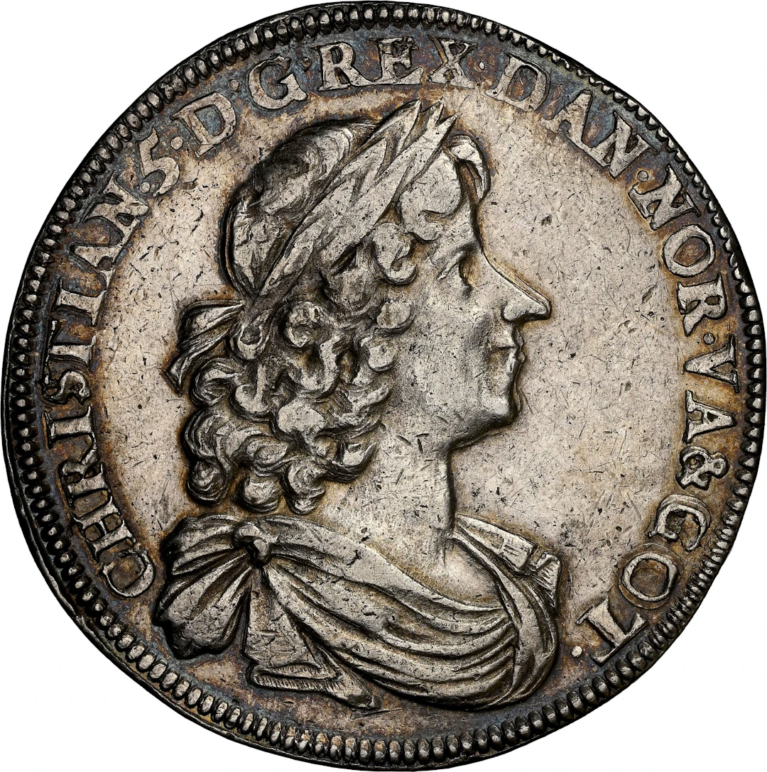 NORWAY. 2 Speciedaler, 1677. Christiania Mint. Christian V. NGC AU