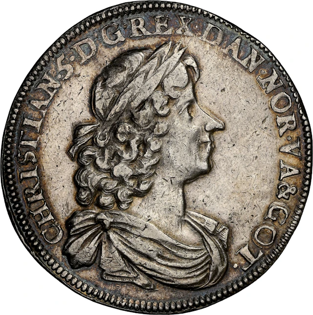 NORWAY. 2 Speciedaler, 1677. Christiania Mint. Christian V. NGC AU