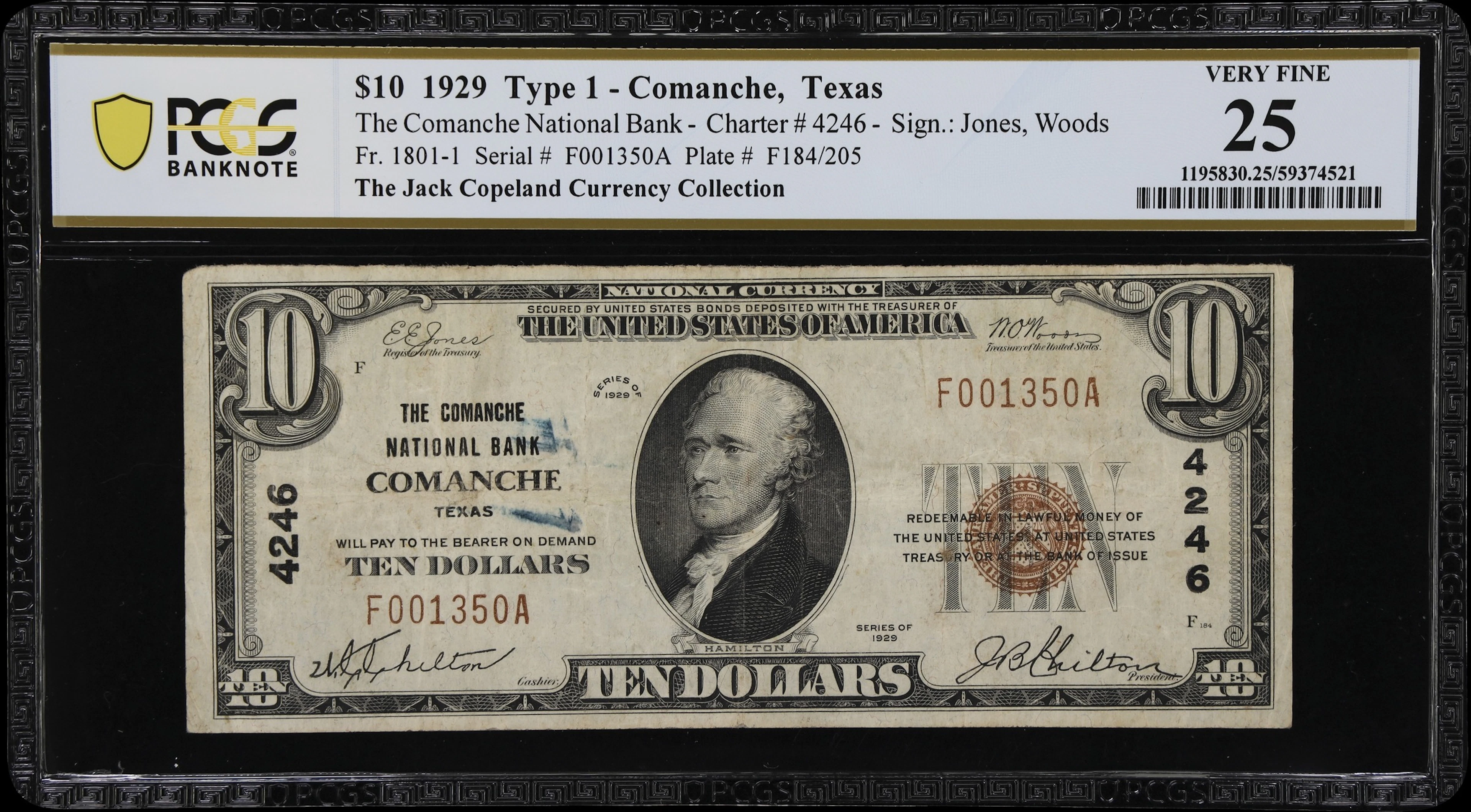 Comanche, Texas. $10 1929 Ty. 1. Fr. 1801-1. Comanche NB. Charter