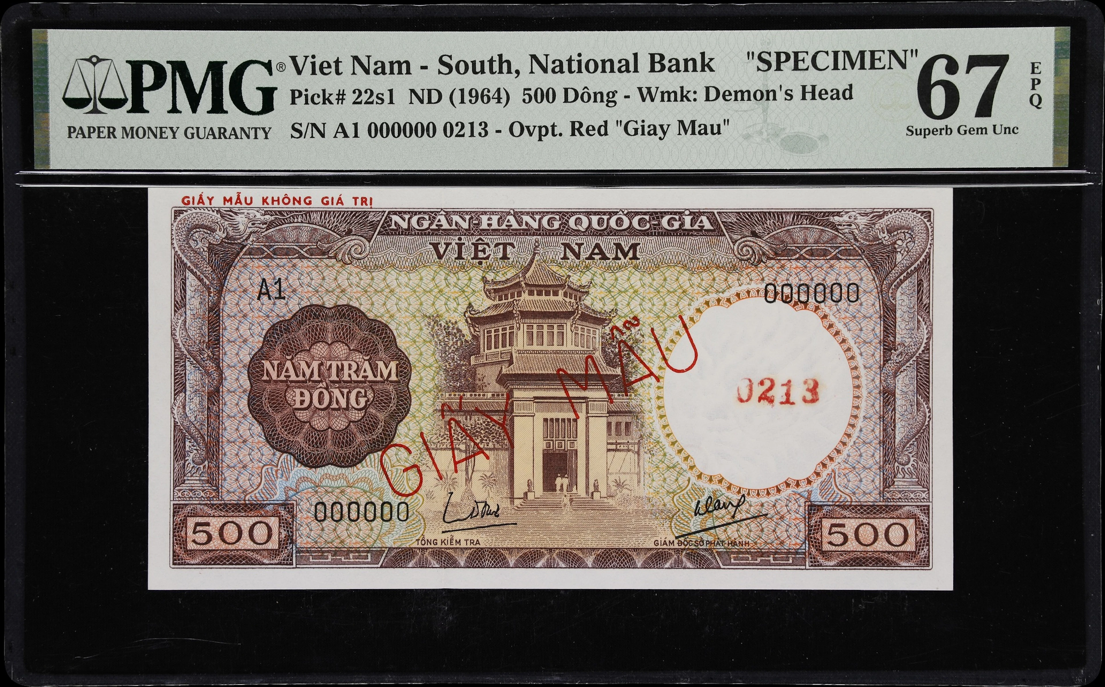 VIETNAM, SOUTH. National Bank of Vietnam. 500 Dong, ND (1964). P-22s1.