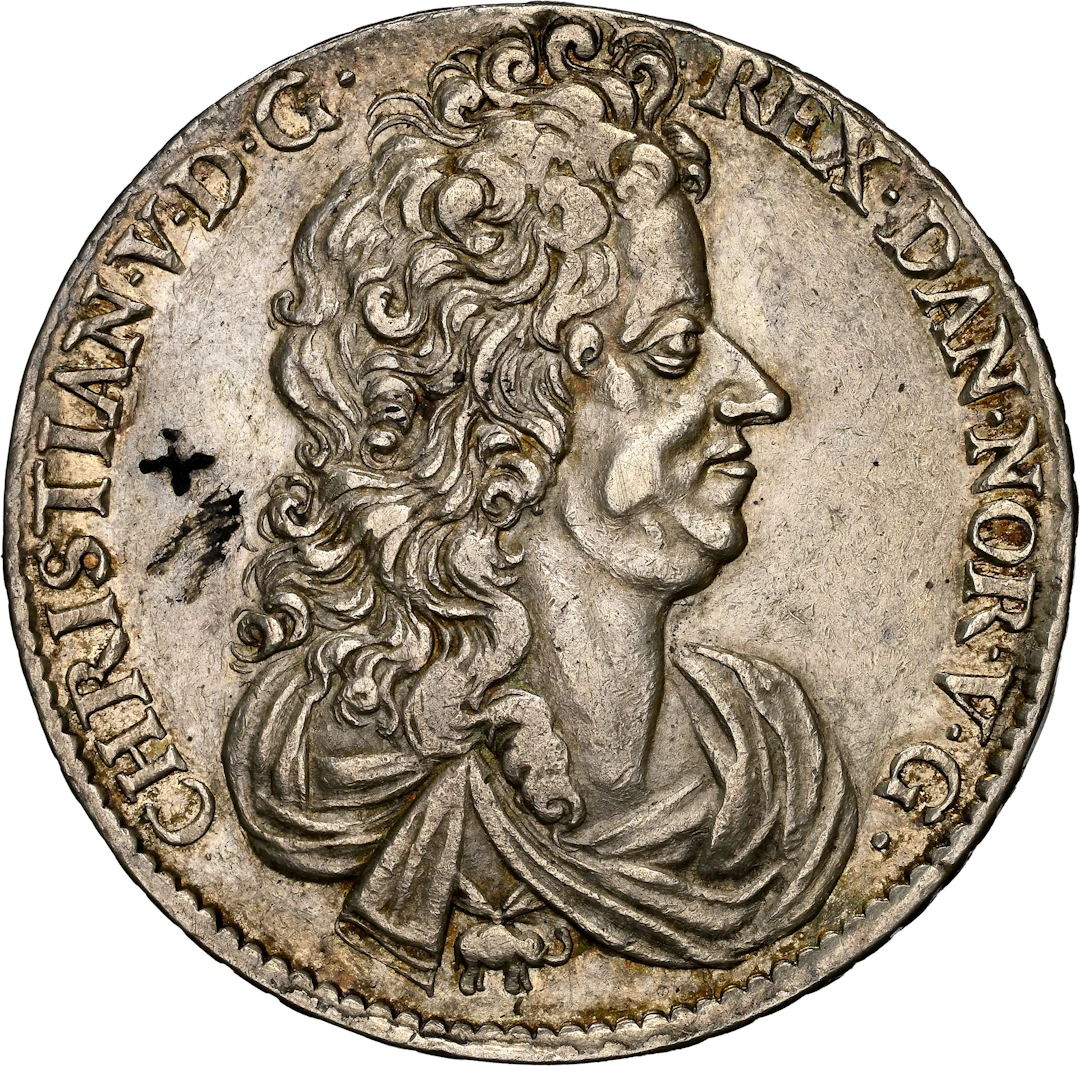 NORWAY. Speciedaler, 1694. Kongsberg Mint. Christian V. NGC AU-55.