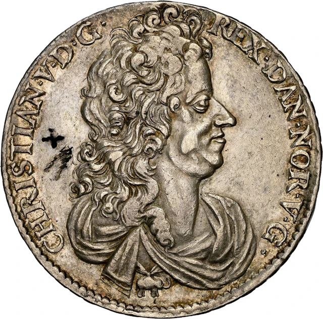 NORWAY. Speciedaler, 1694. Kongsberg Mint. Christian V. NGC AU-55.