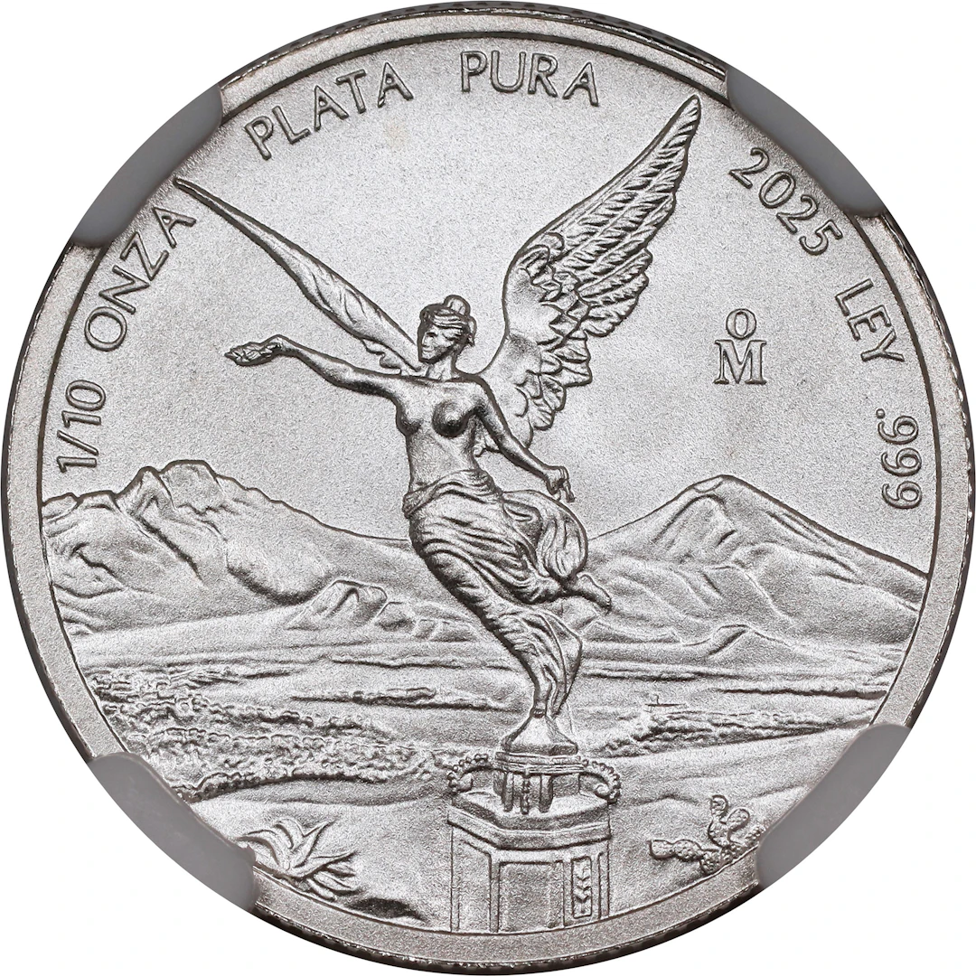 MEXICO. Silver 1/10 Onza, 2025-Mo. Mexican (San Luis Potosi) Mint. NGC MS-69.
