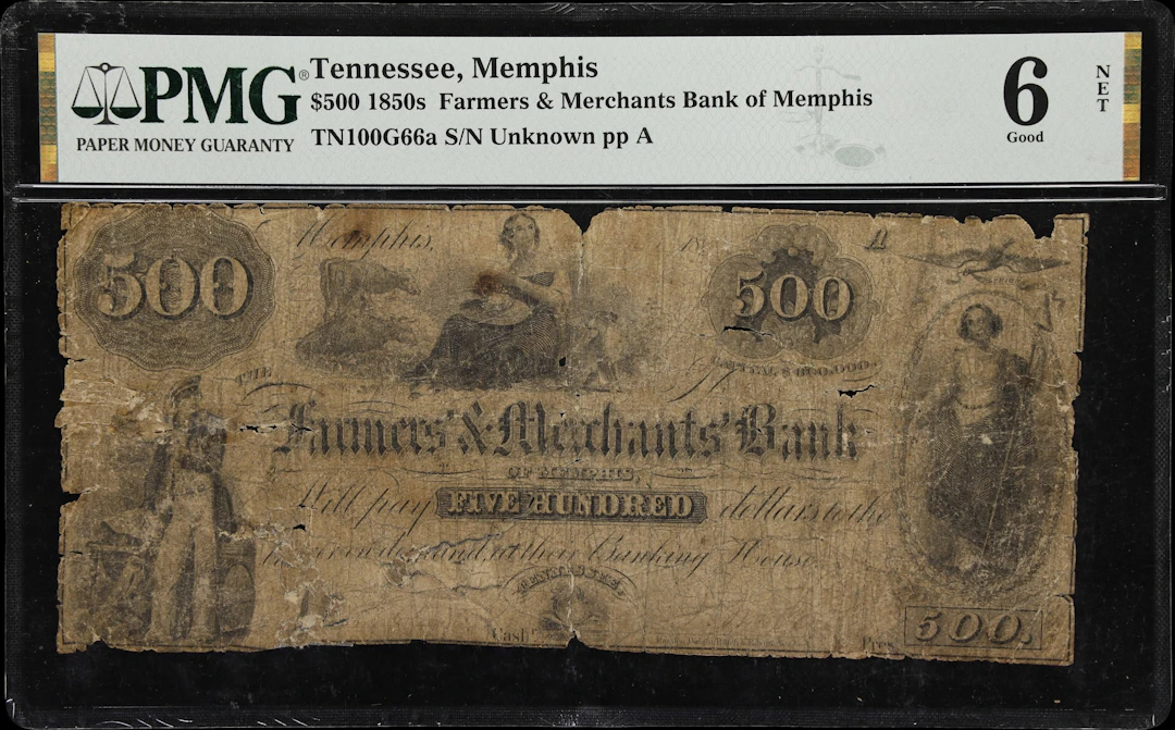 Memphis, Tennessee. Farmers & Merchants Bank of Memphis. 18xx $500.