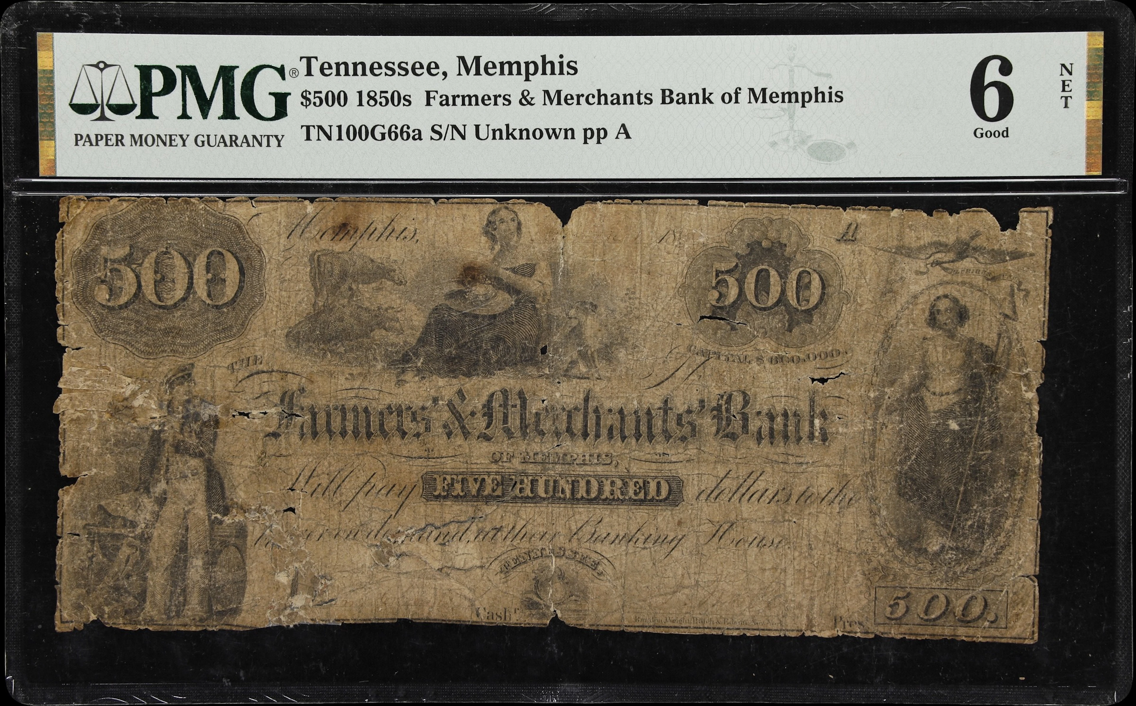 Memphis, Tennessee. Farmers & Merchants Bank of Memphis. 18xx $500.