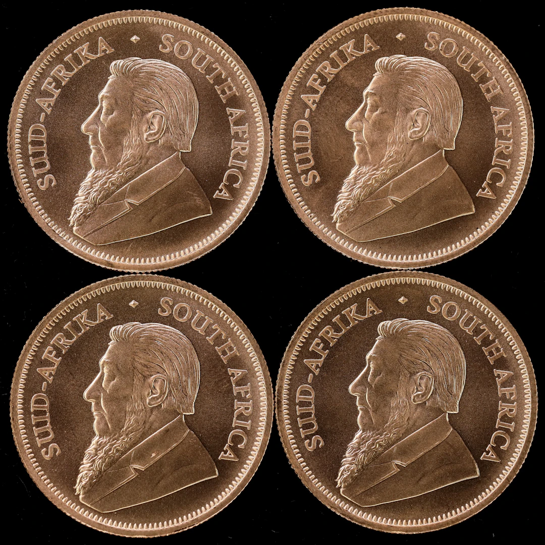 (2 oz, 62.208 g AGW). South Africa. Lot of (4) 2025 1/2 oz Gold Krugerrands.